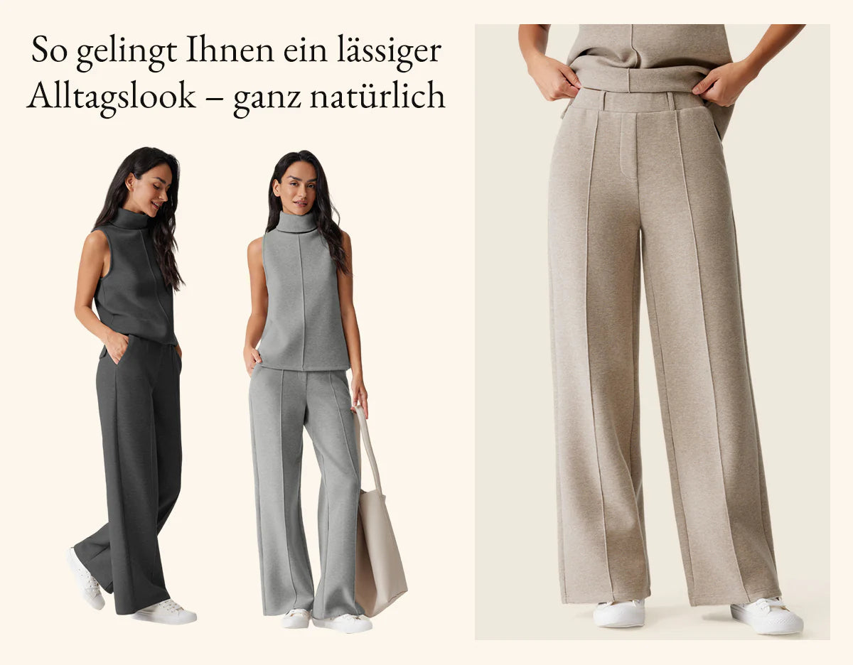 Pantalón recto de cintura alta y tiro alto