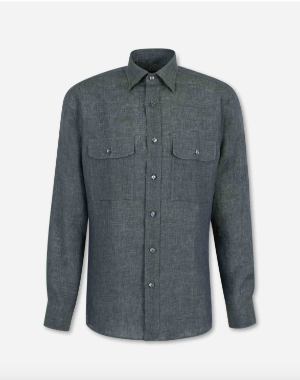 SERGINI | CAMISA DE LINO CON BOLSILLO