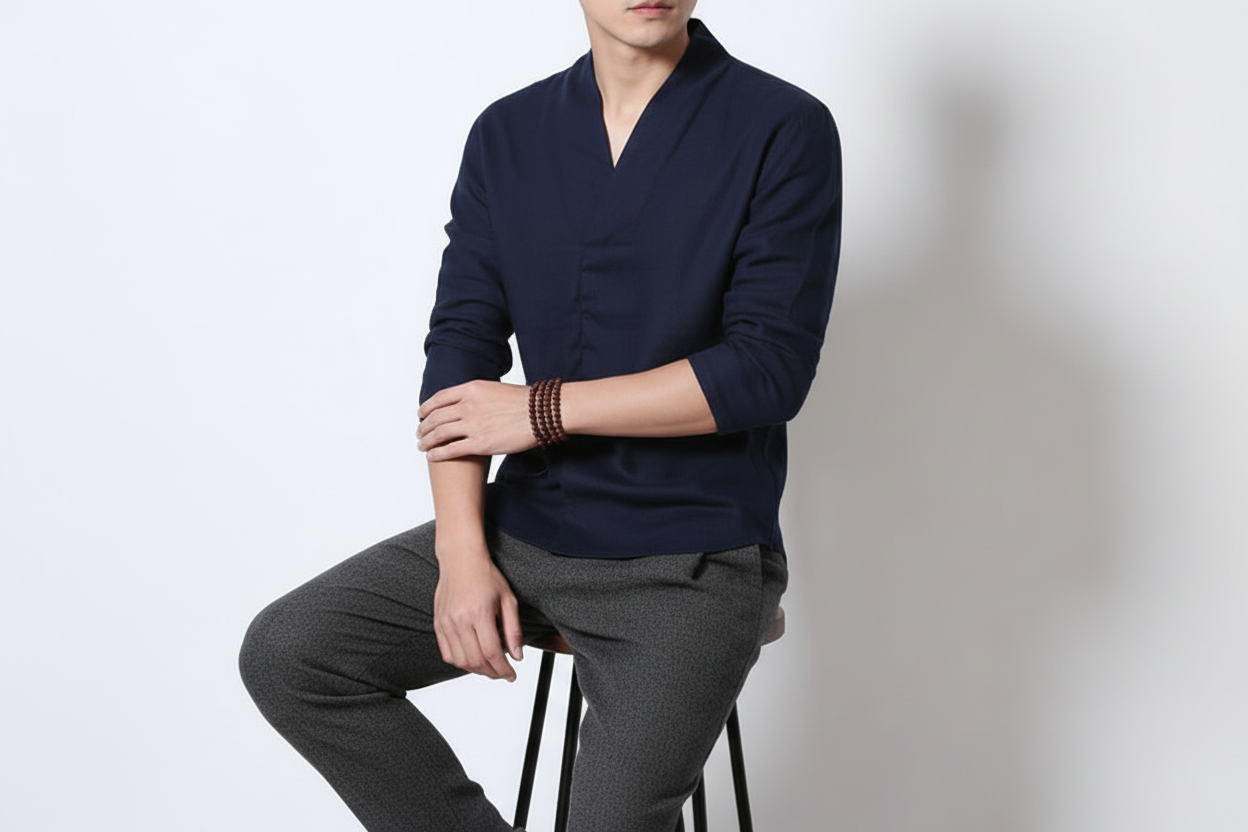 Camisa manga larga Azul casual