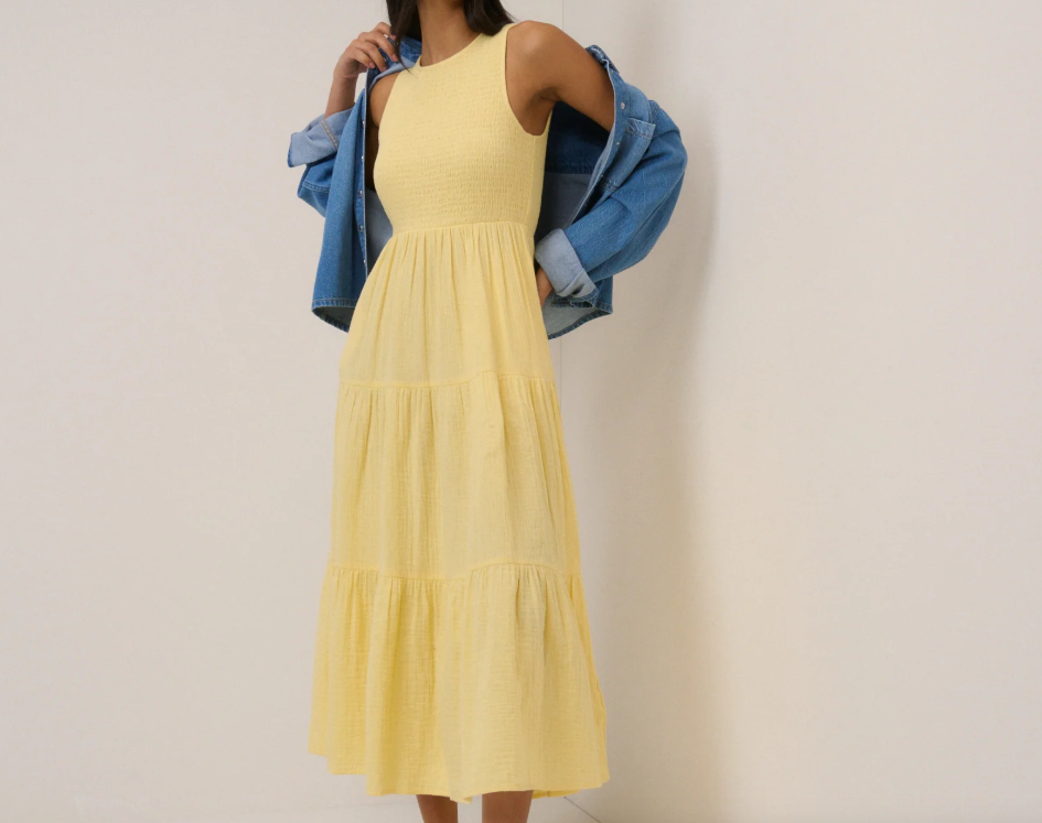 Vestido Lisan sin mangas escalonado