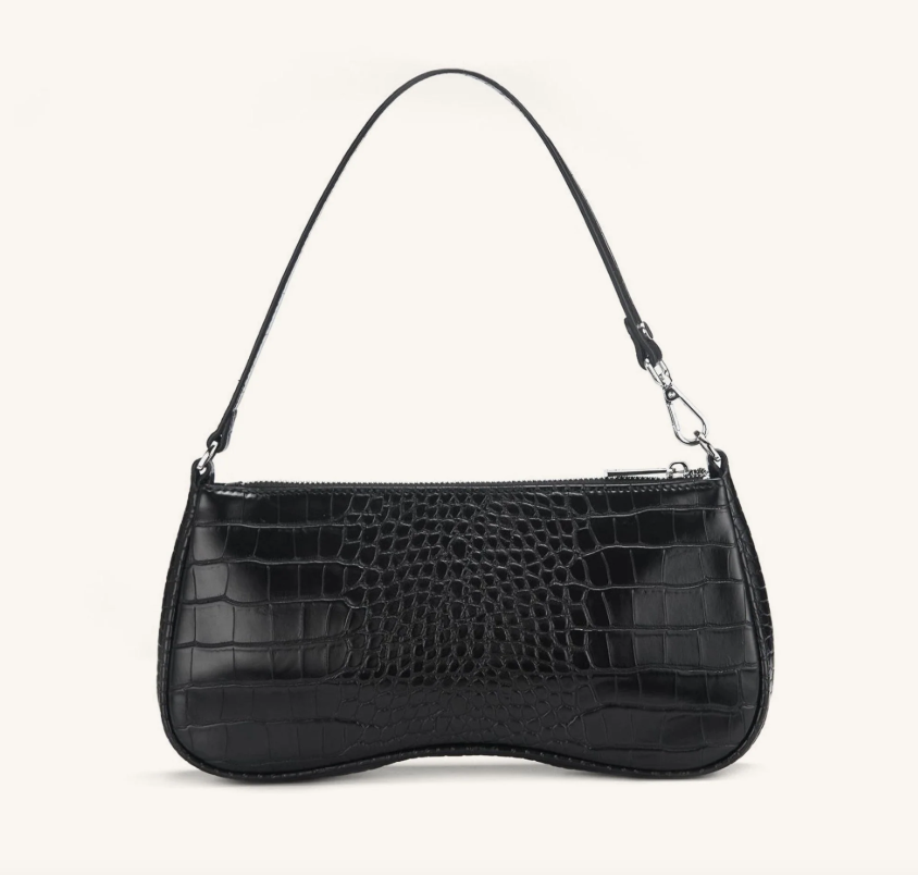 Elegante y chic: el bolso de hombro negro con efecto cocodrilo