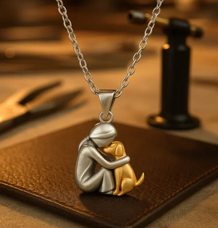 Amor eterno – Collar de pareja abrazándose